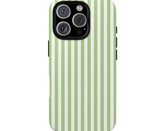 SLIM PISTACHIO STRIPES Phone Case | For iPhone 17, iPhone 16, iPhone 15, iPhone14, iPhone 13 & More, Birthday Gift, Striped, Cute, Trendy