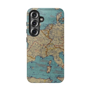 VINTAGE EUROPA KARTE Handyhülle | Für Galaxy S25 Ultra, S25 Plus, S25, S24 Ultra, S24 Plus, S24, S23 & weitere, Geschenk zum Muttertag, Frankreich, Italien