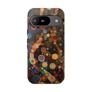 ABSTRACT CIRCLES Phone Case | For Pixel 9, Pixel 8, Pixel 7, Pixel 6 Pro, Pixel 5 5G & More, Klimt Art, Mother&#39;s Day Gift, Colorful, Artist