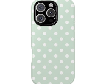 DOTTY Pastell Grün Handyhülle | Für iPhone 17, iPhone 16, iPhone 15, iPhone 14, iPhone 13, iPhone 12 & mehr, Geburtstagsgeschenk, Fun, Polka Dot