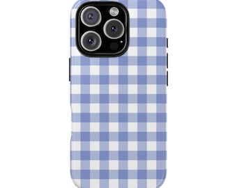 BLUEST BLUE GINGHAM Phone Case | For iPhone 17, iPhone 16, iPhone 15, iPhone14, iPhone 13, iPhone 12 & More, Birthday Gift, Fun Gift, Sky