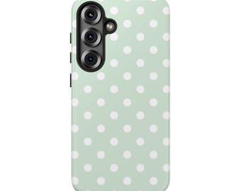 DOTTY Pastell Grün Handyhülle | Für Galaxy S25 Ultra, S25 Plus, S25, S24 Ultra, S24 Plus, S24, S23 & weitere, Geburtstagsgeschenk, Fun, Polka Dots