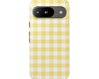 SUNSHINE YELLOW GINGHAM Phone Case | For Pixel 9, Pixel 8, Pixel 7, Pixel 6 Pro, Pixel 5 5G and More, Checks, Birthday Gift, Fun Gift, Sunny