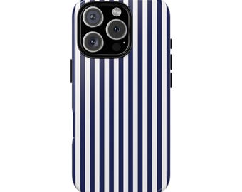 SLIM NAVY STRIPES Phone Case | For iPhone 17, iPhone 16, iPhone 15, iPhone14, iPhone 13 & More, Birthday Gift, Striped Case, Fun, Trendy