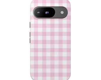 BABY PINK GINGHAM Phone Case | For Pixel 9, Pixel 8, Pixel 7, Pixel 6 Pro, Pixel 5 5G and More, Checks, Birthday Gift, Trending, Fun Gift