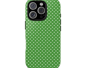 POLKA DOTS auf der GRÜNEN Handytasche | Für iPhone 17, iPhone 16, iPhone 15, iPhone 14, iPhone 13 & mehr, Geburtstagsgeschenk, Spaßgeschenk, Golfgeschenk