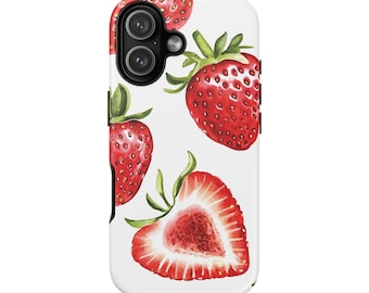Funda para teléfono con sorpresa de fresa / Para iPhone 17, iPhone 16, iPhone 15, iPhone 14, iPhone 13, iPhone 12 y más, fruta, rojo, regalo de cumpleaños