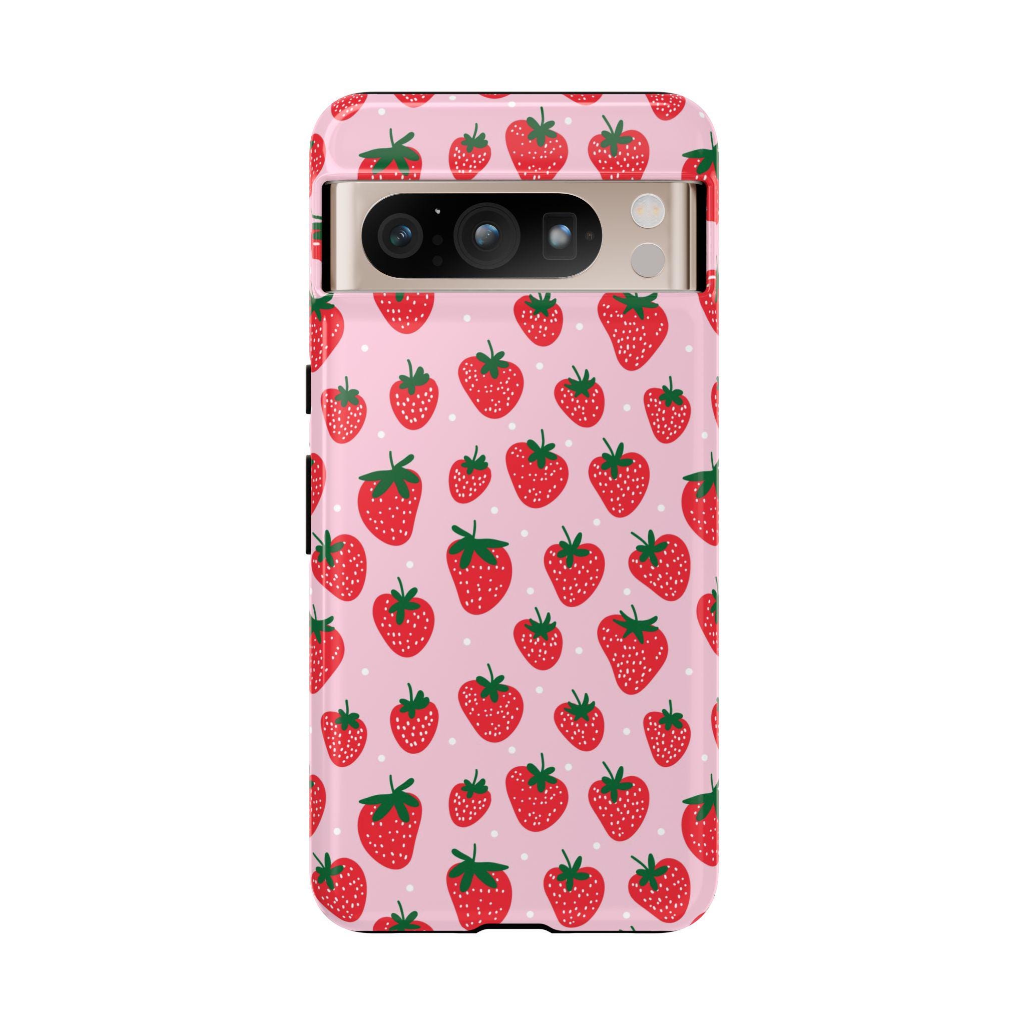 水玉模様のイチゴ柄スマホケース | Pixel 9、Pixel 8、Pixel 7、Pixel