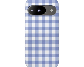 BLUEST BLUE GINGHAM Phone Case | For Pixel 9, Pixel 8, Pixel 7, Pixel 6 Pro, Pixel 5 5G and More, Checks, Birthday Gift, Fun Gift, Trendy