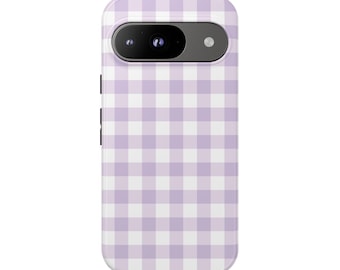 VERY VIOLET GINGHAM Phone Case | For Pixel 9, Pixel 8, Pixel 7, Pixel 6 Pro, Pixel 5 5G and More, Checks, Birthday Gift, Fun Gift, Trendy
