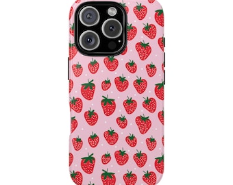 POLKA DOT STRAWBERRIES Phone Case | For iPhone 17, iPhone 16, iPhone 15, iPhone14, iPhone 13 & More, Birthday Gift, Strawberry, Fruit Case