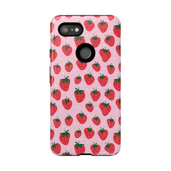水玉模様のイチゴ柄スマホケース | Pixel 9、Pixel 8、Pixel 7、Pixel