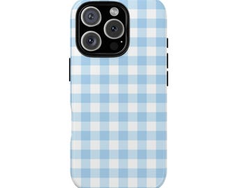 BABY BLUE GINGHAM Phone Case | For iPhone 17, iPhone 16, iPhone 15, iPhone14, iPhone 13, iPhone 12 & More, Trending, Birthday Gift, Fun Gift