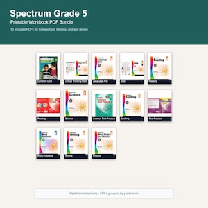Spectrum årskurs 5 arbetsbok i PDF-paket, matematikläsning, skrivning, naturvetenskapliga provövningar, hemundervisning, nedladdning