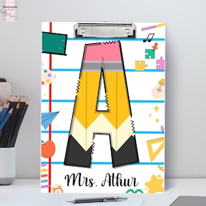 Personalized Teacher Acrylic Clipboard, Clipboard with Initial Teacher Name, Thank You Teacher Present, Back to School, Teacher Appreciation