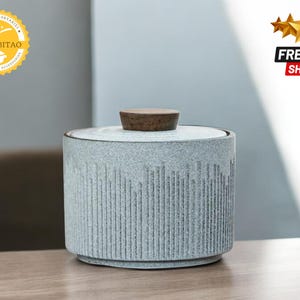 Tarro de cerámica para guardar té / Recipiente retro portátil / Soporte para café y hojas sueltas / Recipiente de cocina de estilo vintage / Caja con cierre hermético