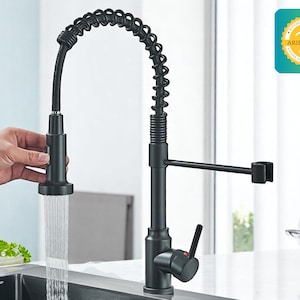 Frühling Küchenarmaturen | Pull Down Drehung | Mischbatterie | Dual Mode Sprühkopf | Warmes Kaltwasser Waschbecken | Modernes Leuchtendesign