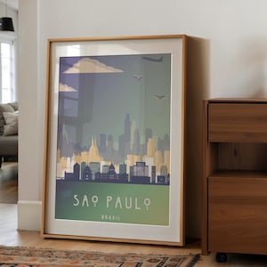 Sao Paulo Stadtansicht | Digitaler Download Brasilien Kunst Vintage Kunst | Mid-Century Modern Samba & Bossa Nova Stil