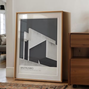 Arte arquitectónico / Descarga digital brutalista / Arte mural A2-A3 / Estilo industrial minimalista, decoración en escala de grises