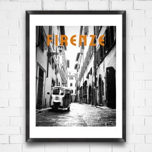 Firenze City Art | Digital Download Black & White Photograph, Cityscape Art | Italian Street Photography Decor