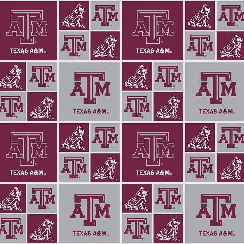 Texas Repeating Vector Texas A&M Aggies (block) Fabric by the Half Yard - Etsy