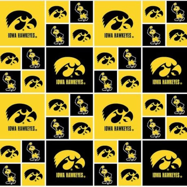 Iowa University Hawkeyes (Block) Fabric By Half Yard