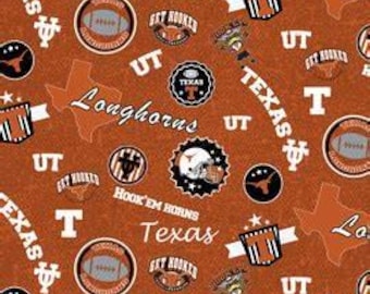 Texas Longhorns Fabric (State Map) Fabric By the Half Yard