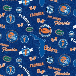 C-Florida University Gators (State Map) Fabric By Half Yard
