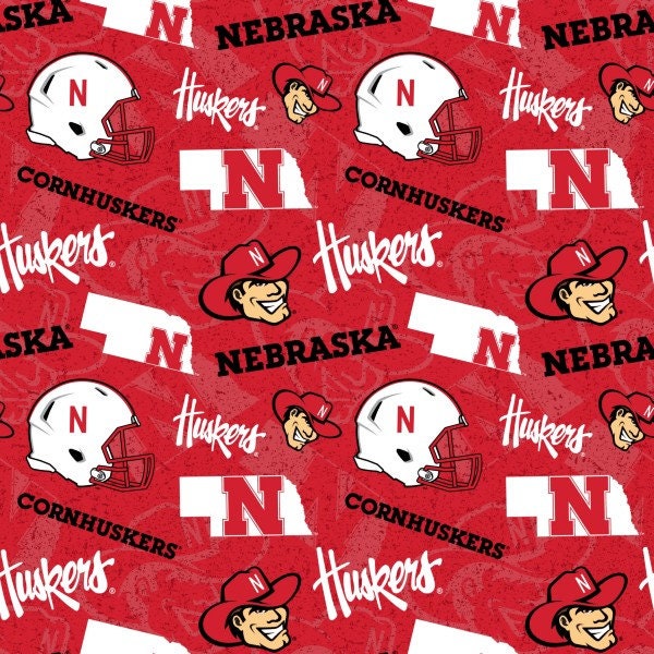 Nebraska Cornhusker (Helmet) Fabric By the Half Yard