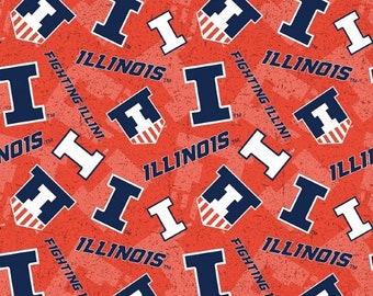 Illinois Fighting Illini University (Tone) Fabric By the Half Yard
