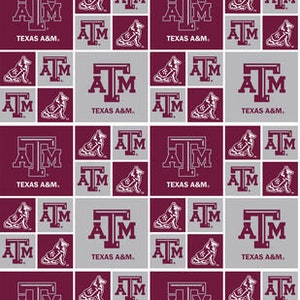 Texas A&M Aggies (Block) Fabric By the Half Yard