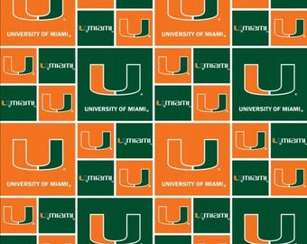 Miami University Hurricane (Block) Fabric By Half Yard