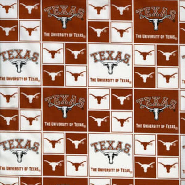 Texas Longhorns Fabric (Block) Fabric By the Half Yard