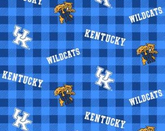 Kentucky Wildcats (Blue Plaid) Fabric By the Half Yard