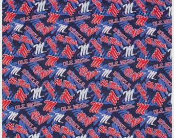 Mississippi (Ole Miss) Rebels (Tone) Fabric By Half Yard