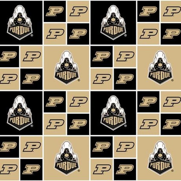 Purdue University Boilermakers (Block) Fabric By the Half Yard