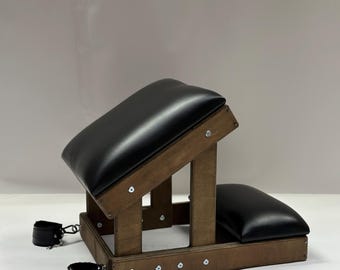 BDSM Kneeling Bench / Spanking Bench – Handmade Wooden Fetish Furniture with faux Leather Cushions – Femdom, Bondage, Dungeon Furniture