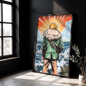 Vinland Saga Thorfinn Digital Print, Viking Anime Poster, Nordic Sunrise Art, Manga Wall Decor, Warrior Aesthetic, Anime Birthday Gift