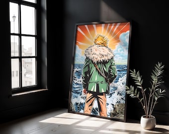 Vinland Saga Thorfinn Digital Print, Viking Anime Poster, Nordic Sunrise Art, Manga Wall Decor, Warrior Aesthetic, Anime Birthday Gift