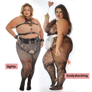 Plus Size Floral Fishnet Tights: 2X-8XL Heavy Lace Hosiery