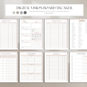 Digital Vision Board Tracker: Goal-Setting Planner (PDF Download)