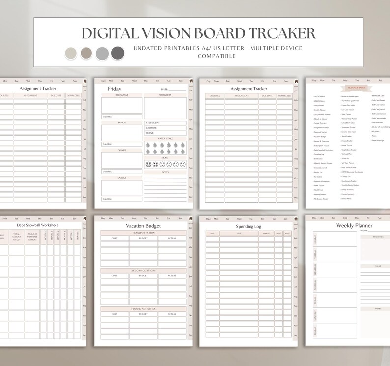 Digital Vision Board Tracker | Goal-setting & Manifestation Planner ...