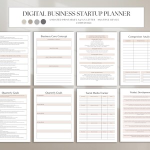 Digital Business Startup Planner | Printable Entrepreneur Organizer | Business Plan, Budget, Marketing & Goals | PDF Download