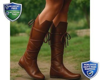 Medieval LARP Leather Boots | Viking Pirate Renaissance Cosplay Footwear