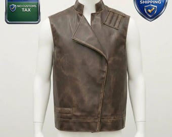 Cal Kestis Leather Vest | Jedi Survivor Cosplay | Star Wars Han Solo Style Waistcoat