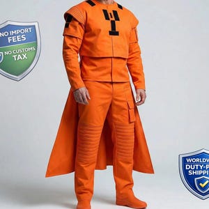 Star Wars Mandalorian Flight Suit | Orange Cotton Cosplay Costume | Boba Fett Inspired Outfit image 1