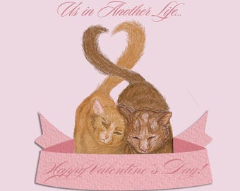 Cats Valentine's Day Card Square - Digital Original Design