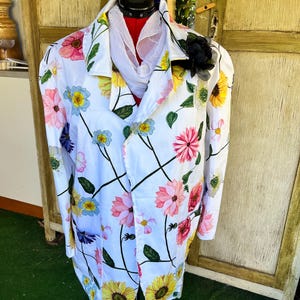 Blazer floral para mujer: chaqueta hecha a mano, talla AU 16-18, pieza única y llamativa