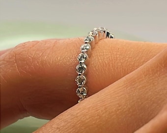 Elegante diamanten bijpassende band | 14 kt witgoud | 1,06 kt natuurlijke ronde diamanten | Trouwring met 27 stenen