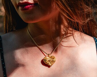 Geheime liefdeshart-rozenhanger, romantische bloemenhanger, op de natuur geïnspireerde sieraden, rozenbladhanger, Valentijnsdagcadeau voor haar